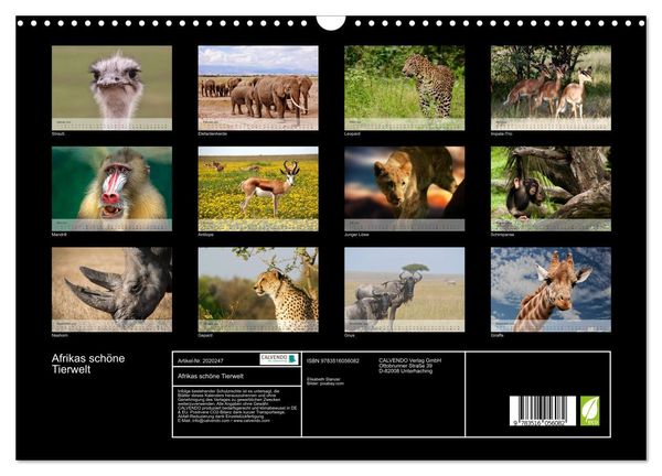 Produktbild: Afrikas sch&ouml;ne Tierwelt (Wandkalender 2026 DIN A3 quer), CALVENDO Monatskalender