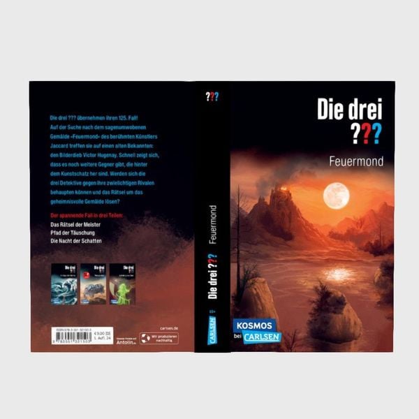 Produktbild: Die drei ???: Feuermond. Dreifachband. (Enthält die Bände: Das Rätsel der Meister, Der Pfad der Täuschung, Die Nacht der Schatten)