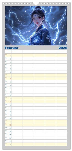 Produktbild: Familienplaner 2026 - Fantasie Asia-Girls mit 5 Spalten (Wandkalender, 21 x 45 cm) CALVENDO