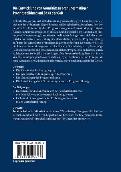 Produktbild: Die Entwicklung von Grunds&auml;tzen ordnungsm&auml;&szlig;iger Prognosebildung auf Basis der GoB