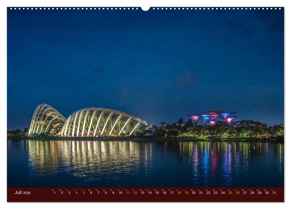 Produktbild: Nachtansichten Singapur City (hochwertiger Premium Wandkalender 2026 DIN A2 quer), Kunstdruck in Hochglanz