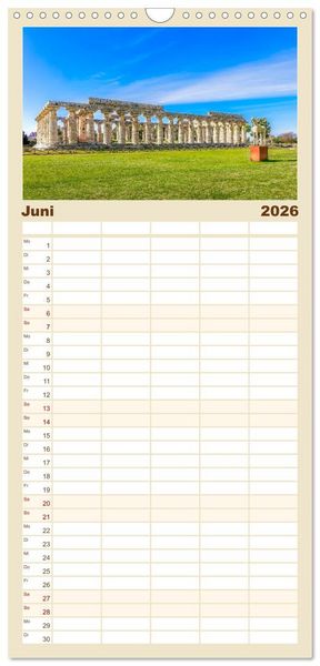 Produktbild: Familienplaner 2026 - Magna Graecia - Griechische antike St&auml;tten in S&uuml;ditalien mit 5 Spalten (Wandkalender, 21 x 45 cm) CALVENDO
