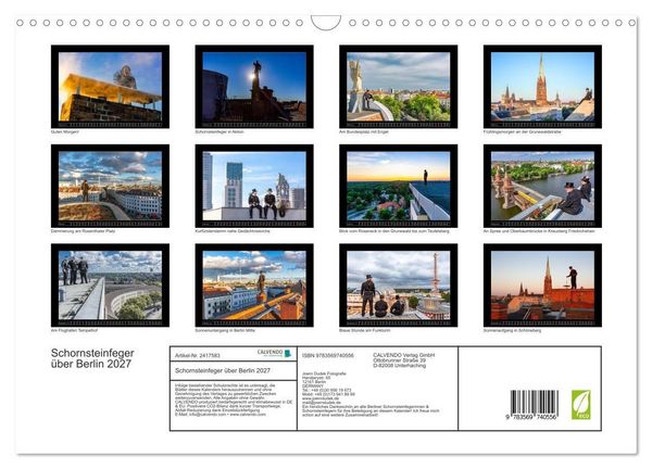 Produktbild: Schornsteinfeger &uuml;ber Berlin 2027 (Wandkalender 2027 DIN A3 quer), CALVENDO Monatskalender