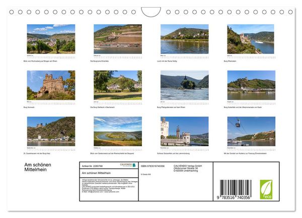 Produktbild: Am sch&ouml;nen Mittelrhein (Wandkalender 2026 DIN A4 quer), CALVENDO Monatskalender
