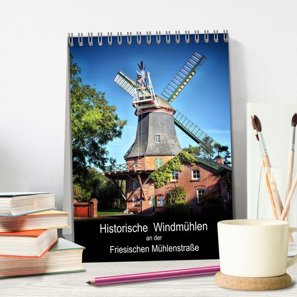 Produktbild: Historische Windm&uuml;hlen an der Friesischen M&uuml;hlenstra&szlig;e / CH-Version / Planer (Tischkalender 2026 DIN A5 hoch), CALVENDO Monatskalender
