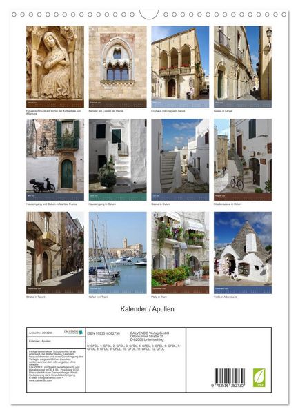 Produktbild: Kalender / Apulien (Wandkalender 2026 DIN A3 hoch), CALVENDO Monatskalender
