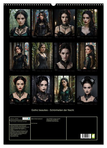 Produktbild: Gothic beauties - Sch&ouml;nheiten der Nacht (Wandkalender 2026 DIN A2 hoch), CALVENDO Monatskalender