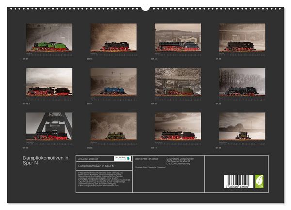 Produktbild: Dampflokomotiven in Spur N (hochwertiger Premium Wandkalender 2026 DIN A2 quer), Kunstdruck in Hochglanz
