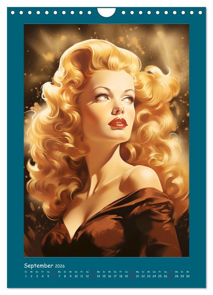 Produktbild: Glanz der Filmdiven. Art Nouveau Paintings im Poster-Stil (Wandkalender 2026 DIN A4 hoch), CALVENDO Monatskalender