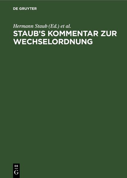 Produktbild: Staub's Kommentar zur Wechselordnung
