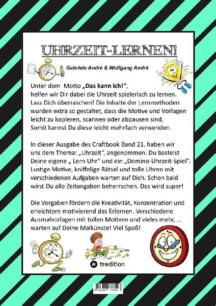 Produktbild: Craftbook - Uhrzeit Lernen - Bastelvorlage Lernuhr - Domino Uhrzeitspiel - Ausmalmotive - Uhren - R&auml;tsel - Bilder