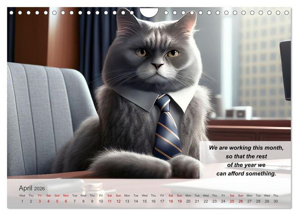 Produktbild: The humoristic cat guide (Wall Calendar 2026 DIN A4 landscape), CALVENDO 12 Month Wall Calendar