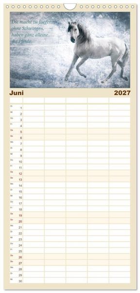 Produktbild: Familienplaner 2027 - Pferde zum Tr&auml;umen mit 5 Spalten (Wandkalender, 21 x 45 cm) CALVENDO