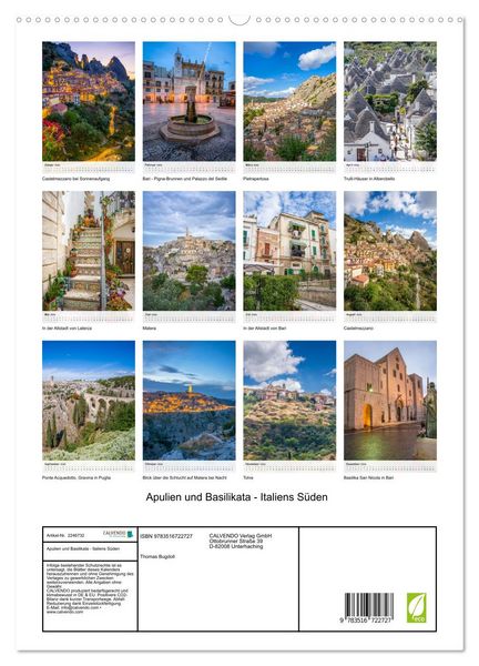 Produktbild: Apulien und Basilikata - Italiens S&uuml;den (hochwertiger Premium Wandkalender 2026 DIN A2 hoch), Kunstdruck in Hochglanz