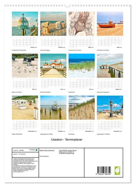 Produktbild: Usedom - Terminplaner (hochwertiger Premium Wandkalender 2026 DIN A2 hoch), Kunstdruck in Hochglanz