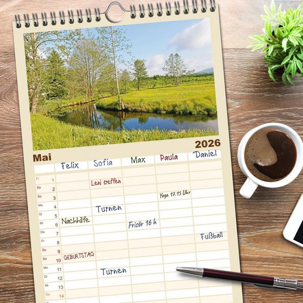 Produktbild: Familienplaner 2026 - Arber, Rachel und Lusen: Der Hintere Bayerische Wald mit 5 Spalten (Wandkalender, 21 x 45 cm) CALVENDO