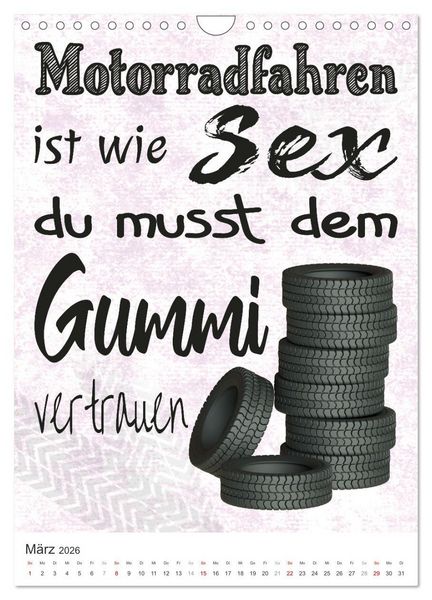 Produktbild: Coole Biker-Spr&uuml;che (Wandkalender 2026 DIN A4 hoch), CALVENDO Monatskalender