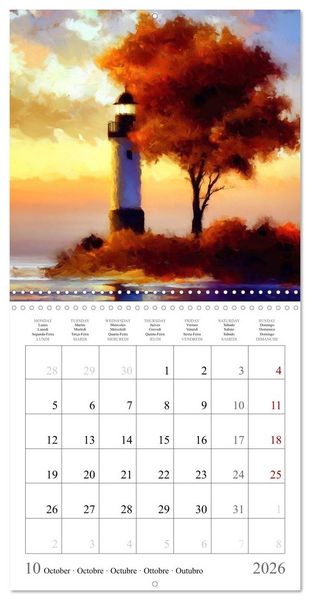 Produktbild: Phares de fantaisie (Calendrier mural carr&eacute; 2026 30x30 cm) Calendrier double avec une page pour vos prises de notes