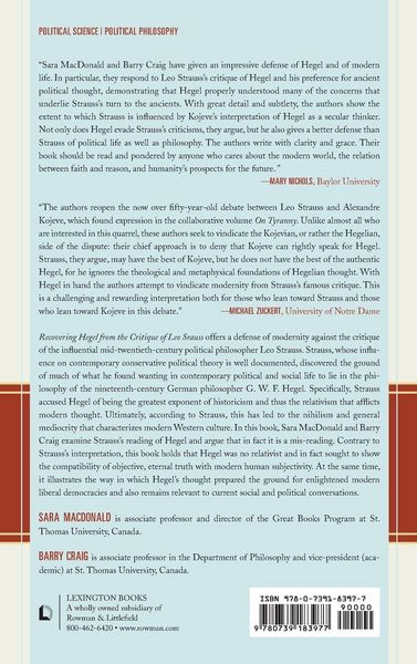 Produktbild: Recovering Hegel from the Critique of Leo Strauss