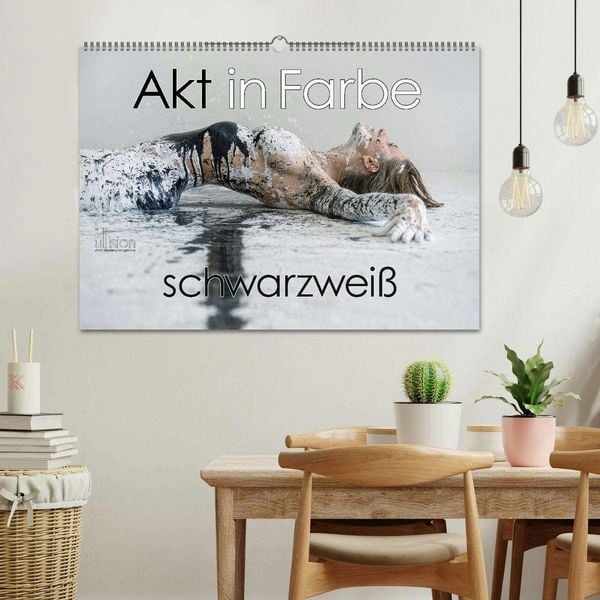 Produktbild: Akt in Farbe &ndash; schwarzwei&szlig; (Wandkalender 2026 DIN A2 quer), CALVENDO Monatskalender