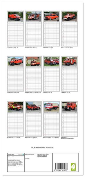 Produktbild: Familienplaner 2026 - DDR Feuerwehr Klassiker mit 5 Spalten (Wandkalender, 21 x 45 cm) CALVENDO