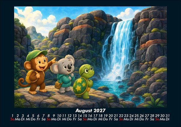 Produktbild: Wasserf&auml;lle der Fantasie mit Milo, Kiki & Taz 2027 Fotokalender DIN A5