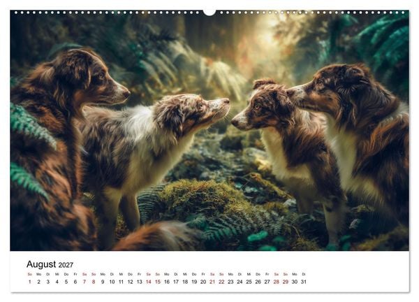 Produktbild: Born to run - Ein Jahr mit Australian Shepherds (Wandkalender 2027 DIN A2 quer), CALVENDO Monatskalender