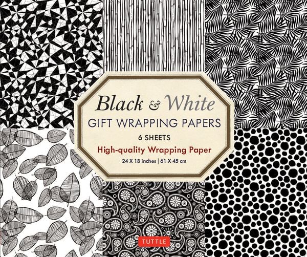 Black & White Gift Wrapping Papers - 6 Sheets, Taschenbuch von Tuttle Publishing, Pan macmillan Ltd., 9780804851169