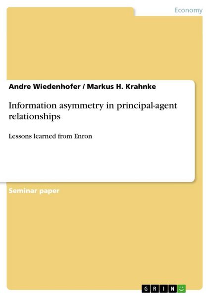 Produktbild: Information asymmetry in principal-agent relationships