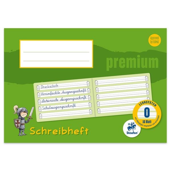 Schreibheft Premium A5 quer Lin0 16 Blatt grün