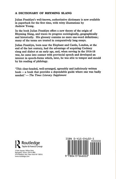 Produktbild: A Dictionary of Rhyming Slang