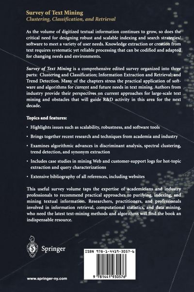 Produktbild: Survey of Text Mining