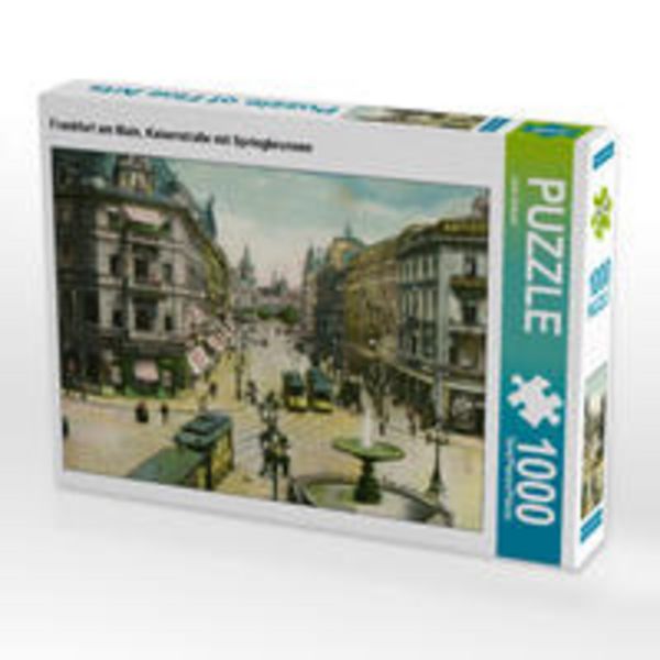 CALVENDO Puzzle Frankfurt am Main, Kaiserstraße mit Springbrunnen | 1000 Teile Lege-Größe 64x48cm Foto-Puzzle für glückliche Stunden