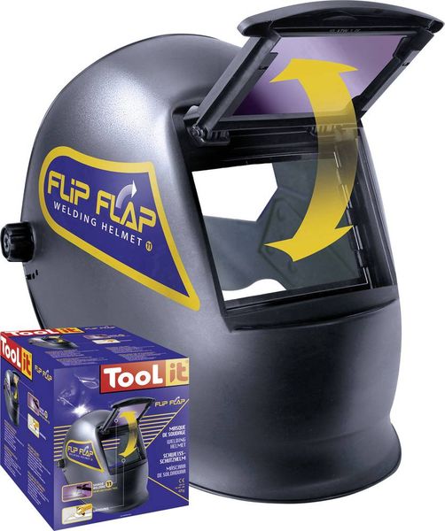 Toolit FLIP-FLAP 042513 Schweißerschutzhelm EN 166, EN 168, EN 175 Schwarz