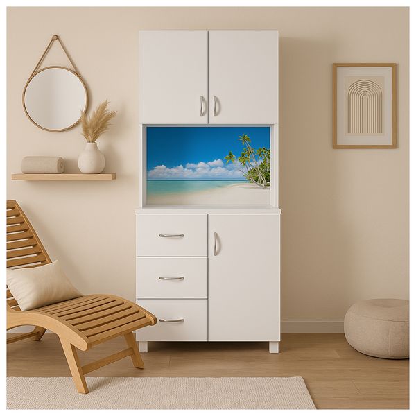 Produktbild: HTI-Living Schrank Blanca Wellness Palmen wei&szlig;, Motiv Schrank Blanca Wellness Palmen wei&szlig;, Motiv