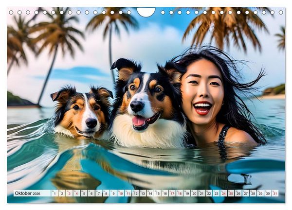 Produktbild: Bellen in den Wellen - Badespa&szlig; mit Hund (Wandkalender 2026 DIN A4 quer), CALVENDO Monatskalender
