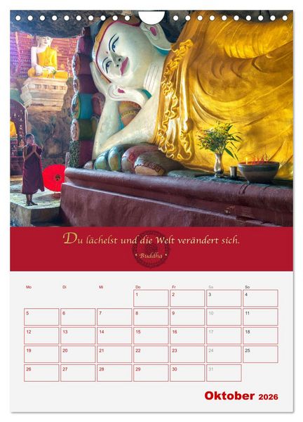 Produktbild: Buddhistische Weisheiten - DER ROTE SCHIRM (Wandkalender 2026 DIN A4 hoch), CALVENDO Monatskalender
