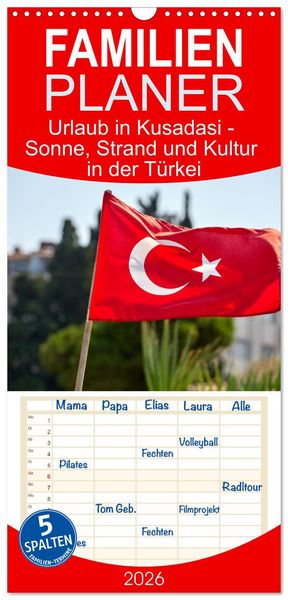 Produktbild: Familienplaner 2026 - Urlaub in Kusadasi - Sonne, Strand und Kultur in der T&uuml;rkei mit 5 Spalten (Wandkalender, 21 x 45 cm) CALVENDO