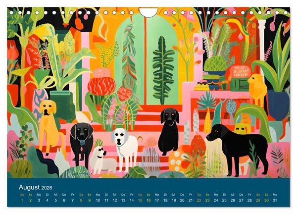 Produktbild: Hunde Kunstwerke - Hunde im Stil des Fauvismus k&uuml;nstlerisch gestaltet (Wandkalender 2026 DIN A4 quer), CALVENDO Monatskalender