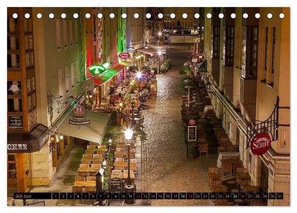 Produktbild: Eine Nacht in Dresden (Tischkalender 2026 DIN A5 quer), CALVENDO Monatskalender