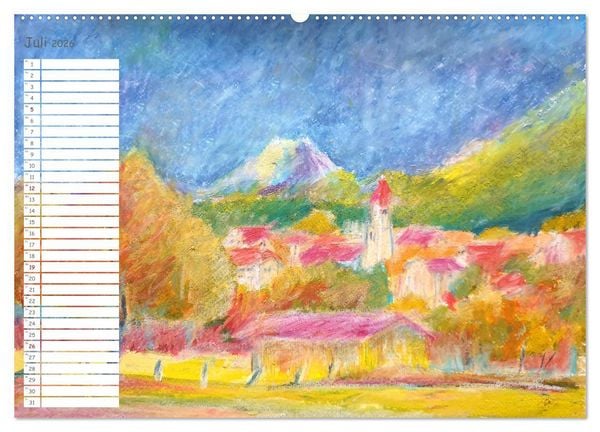 Produktbild: Gemalte Herbsttr&auml;ume - Eine malerische Reise in bunte Herbstlandschaften (hochwertiger Premium Wandkalender 2026 DIN A2 quer), Kunstdruck in Hochglanz