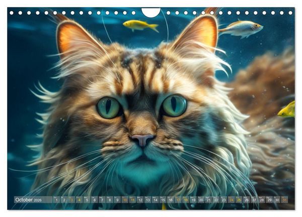 Produktbild: Cats underwater (Wall Calendar 2026 DIN A4 landscape), CALVENDO 12 Month Wall Calendar