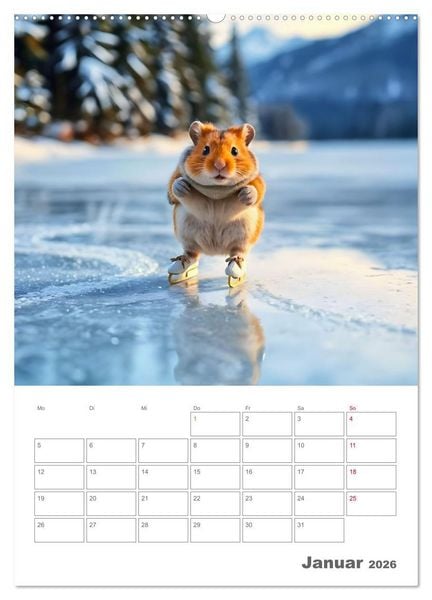 Produktbild: Adventure Hamster - Sportliche KI Hamster pr&auml;sentieren den Abenteuer-Sport (Wandkalender 2026 DIN A2 hoch), CALVENDO Monatskalender