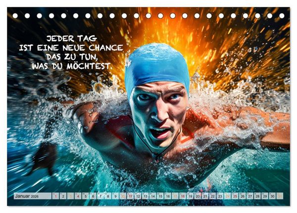 Produktbild: Schwimmen und Motivation (Tischkalender 2026 DIN A5 quer), CALVENDO Monatskalender