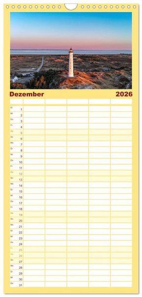Produktbild: Familienplaner 2026 - Westj&uuml;tland - D&auml;nemarks Westen erleben mit 5 Spalten (Wandkalender, 21 x 45 cm) CALVENDO