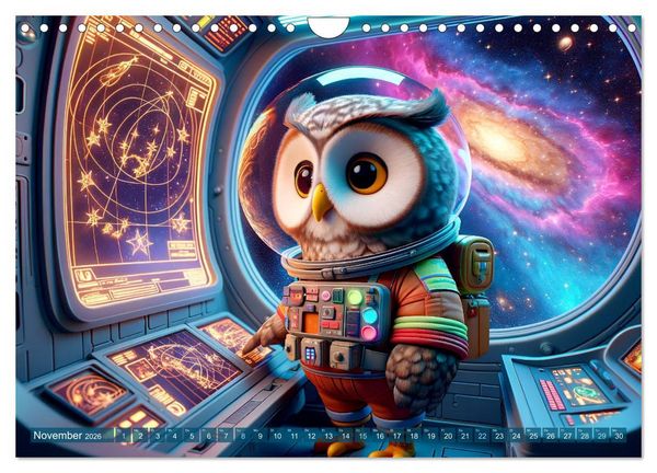 Produktbild: Tierische Raumfahrer: Durch das Universum mit Fell und Feder (Wandkalender 2026 DIN A4 quer), CALVENDO Monatskalender