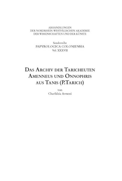 Produktbild: Das Archiv der Taricheuten Amenneus und Onnophris aus Tanis (P.Tarich)