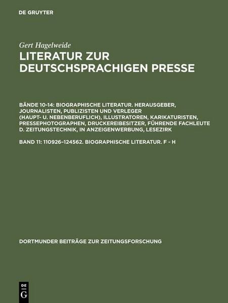 Produktbild: 110926-124562. Biographische Literatur. F - H