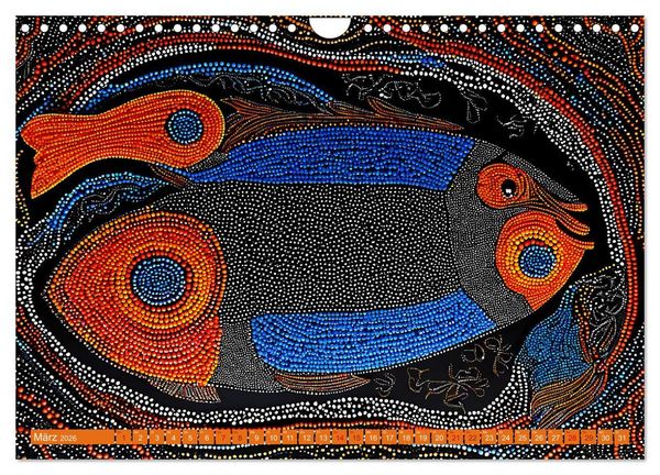 Produktbild: Traumzeit - KI-generierte Aborigine-Kunst aus dem Herzen Australiens (Wandkalender 2026 DIN A4 quer), CALVENDO Monatskalender