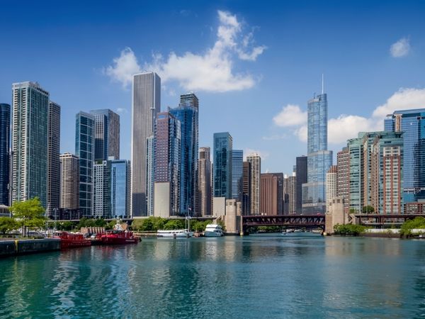 Produktbild: CALVENDO Puzzle Chicago River und Skyline | 1000 Teile Lege-Gr&ouml;&szlig;e 64x48cm Foto-Puzzle f&uuml;r gl&uuml;ckliche Stunden